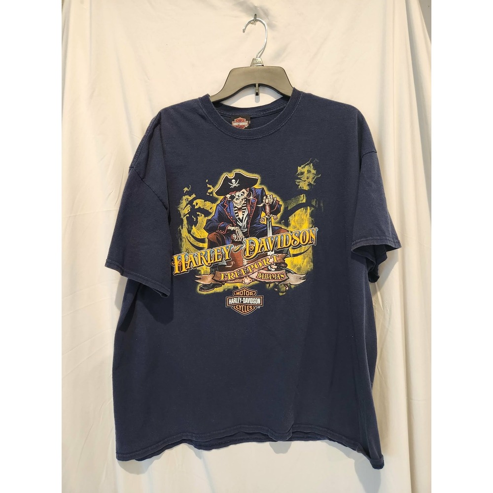 Harley Davidson Freeport Bahamas Blackbeard's Revenge T-Shirt Navy Blue 2XL
